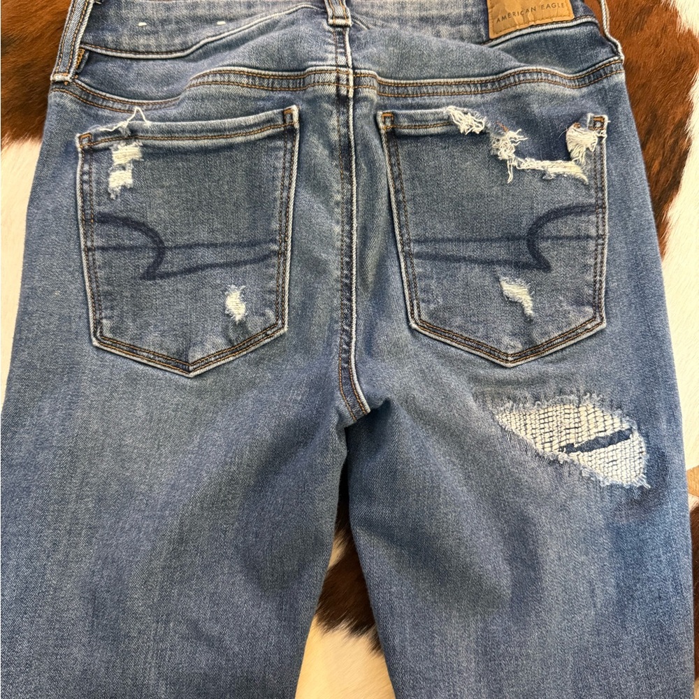 American Eagle Outfitters Blue Distressed Skinny Jeans